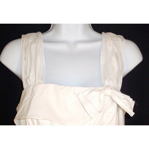 BCBG Max Azria Top S White Sleeveless Tank Zipper Back Bow Detail - Picture 2 of 9